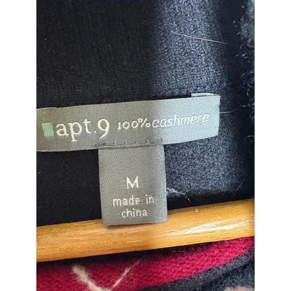 Apt 9 100% Cashmere Argyle Turtleneck Sweater Women's Size M Black Red Gray - Picture 4 of 6